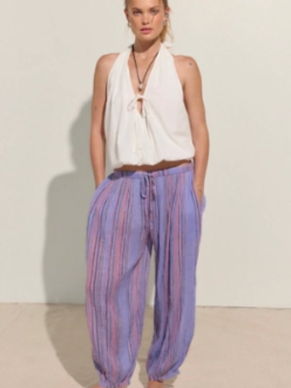 free-est by Free People Playa Party Stripe Pants in Lilac Medium